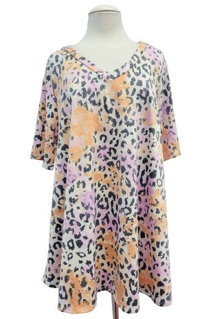 62 PSS {Take My Picture} Orange/Purple Leopard Tunic EXTENDED PLUS SIZE 4X 5X 6X