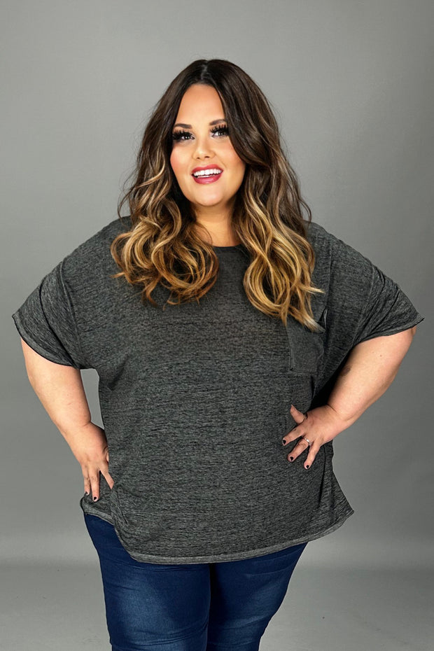 42 SSS {Call Me Comfy} Black Burn Out Raw Edge Top PLUS SIZE 1X 2X 3X