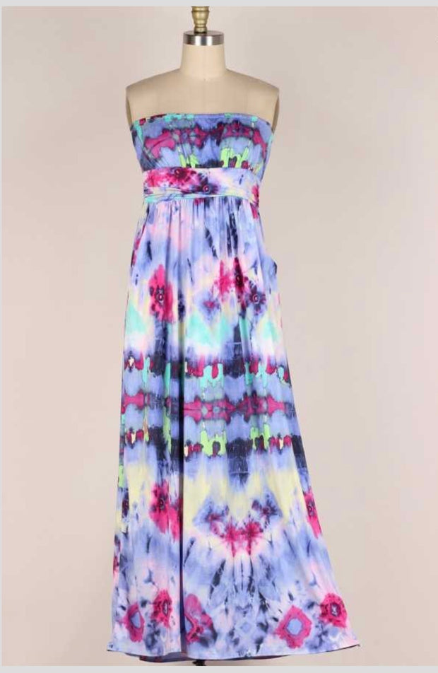 LD {Island Breeze} Multi-Color Strapless Long Dess PLUS SIZE XL 2X 3X
