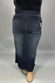 LEG-96 {Be Girl} Black Wash Stretch Denim Maxi Skirt EXTENDED PLUS SIZE 4X 5X
