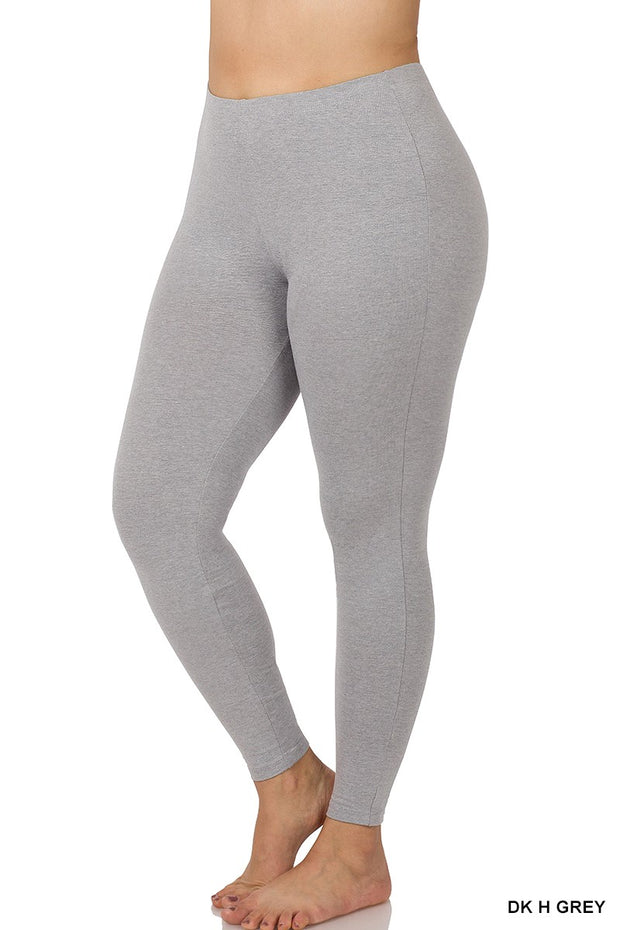 LEG-4 {Against All Odds} Dk. Heather Grey Full Length Leggings PLUS SIZE 1X 2X 3X