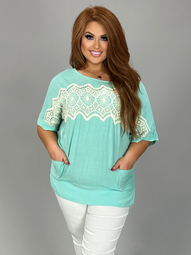 SD-H {Do It Right} Mint with Front Pockets & Crochet Detail