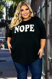 17 GT-E {Nope} Black "Nope" Graphic Tee CURVY BRAND!!  EXTENDED PLUS SIZE 3X 4X 5X 6X