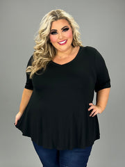 32 SSS-W {Keep It Comfy} Black V-Neck Top EXTENDED PLUS SIZE 3X 4X 5X