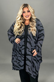 32 OT {Caught Up In You}  Cobalt Blue Animal Print  Cardigan EXTENDED PLUS SIZE 3X 4X 5X