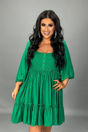 SALE!! 46 SQ-B {Into Bliss} Umgee Kelly Green Smocked Dress PLUS SIZE Curvy Boutique Plus Size Clothing SALE!! 46 SQ-B {Into Bliss} Umgee Kelly Green Smocked Dress PLUS SIZE Curvy Boutique Plus Size Clothing
