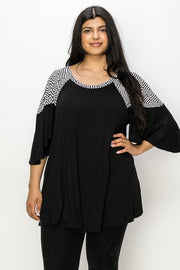 88 CP {Remarkable Style} Black/Ivory Geo Print Tunic EXTENDED PLUS SIZE 4X 5X 6X