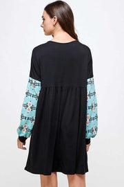 12 CP-C {Just Admit It} Black With Blue Aztec Sleeve Tunic SALE!!!  PLUS SIZE XL 2X 3X