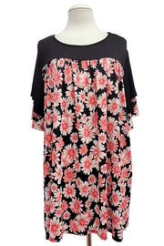 67 CP {Daisies After Dark} Black/Red Daisy Print Top EXTENDED PLUS SIZE XL 2X 3X 4X 5X