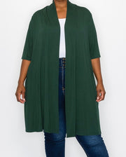 39 OT {Living In Style} Green Short Sleeve Duster w/Pockets CURVY BRAND!!!  EXTENDED PLUS SIZE 4X 5X 6X