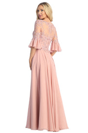 LD-G {Wish Me Joy} Dusty Rose V-Neck Gown w/Scarf EXTENDED PLUS SIZE 5X