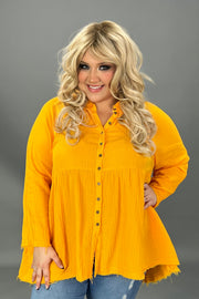20 SLS-B {Fun And Done} Yellow Gold Peplum Top PLUS SIZE 1X 2X 3X