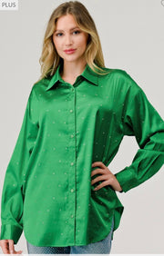 24 SD {Too Good To Pass Up} Green Blouse w/Rhinestones PLUS SIZE 1X 2X 3X