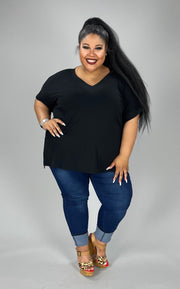 45 SSS-A {Signature Move} Black V-Neck Tunic PLUS SIZE 1X 2X 3X