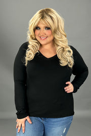 60 SLS-A {Keep You Happy} Black V-NeckTop PLUS SIZE 1X 2X 3X