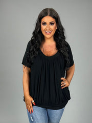 95 SSS-E {The Best Of The Best} Black V-Neck Top PLUS SIZE 1X 2X 3X