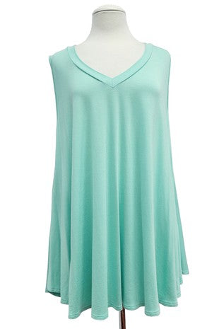 26 SV {Trendy In Color} Mint V-Neck Rounded Hem Top EXTENDED PLUS SIZE 4X 5X 6X