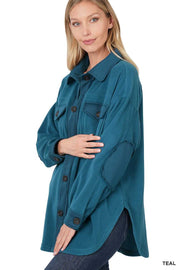{Warm Blessings} TEAL Fleece Shacket with Pockets