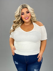 31 OS-Y {Happening Now} White Smocked Halter Top PLUS SIZE XL 2X 3X