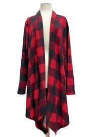 30 OT {Cool Weather} Red/Black Plaid Long Cardigan EXTENDED PLUS SIZE 3X 4X 5X