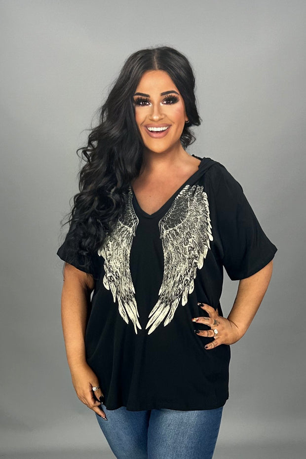 28 HD Ready To Fly VOCAL Black Angel Wing Hoodie PLUS SIZE XL 2X 3X Curvy Boutique Plus Size Clothing