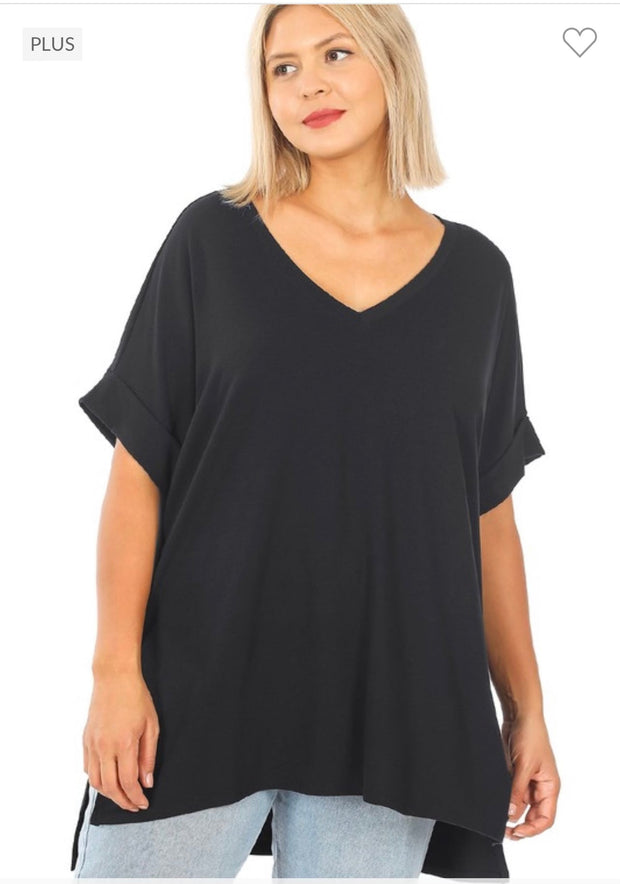 45 SSS-A {Signature Move} Black V-Neck Tunic PLUS SIZE 1X 2X 3X