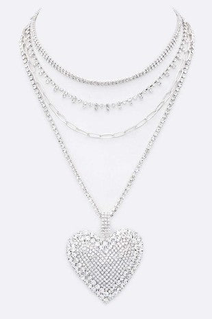 Necklace {Close To My Heart} 3 in 1 Rhinestone Heart Necklace