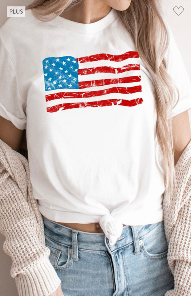 15 GT-H {The Flag Still Waves} White Flag Graphic Tee PLUS SIZE 2X 3X