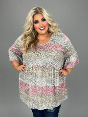 32 PSS {Ready To Mix} Grey/Pink Leopard Babydoll Top EXTENDED PLUS SIZE 3X 4X 5X