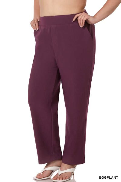 LEG-27 {Setting The Standard} Eggplant Wide Waist Pants PLUS SIZE 1X 2X 3X
