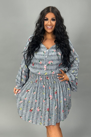 PQ-F {Run To You} Navy Floral Patchwork Dress PLUS SIZE 1X 2X 3X