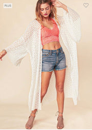 LD-P {Drawn To Lace} Ivory SALE!  Lace Duster PLUS SIZE XL 2X 3X