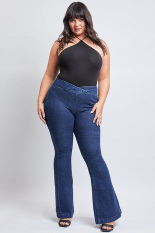 LEG-S {YMI} Dark Indigo High Rise Flare Fit Jeans PLUS SIZE 1X 2X 3X