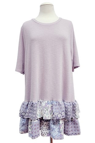 30 CP {Always In Motion} Lavender Tunic w/Floral Ruffle EXTENDED PLUS SIZE 4X 5X 6X