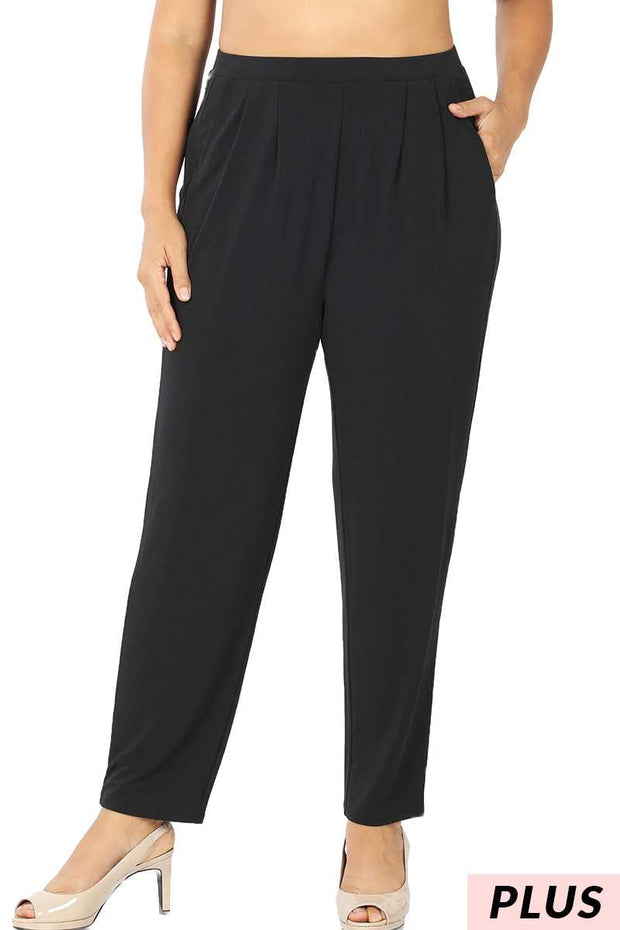 BT-X {Graceful In Curvy} Black Pleated Dress Pants w/Pockets CURVY BRAND!!!  EXTENDED PLUS SIZE XL 2X 3X 4X 5X 6X