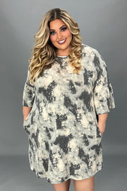 PQ-S {Campfire Nights} Charcoal Tie Dye Knit Dress SALE!!!  EXTENDED PLUS SIZE 4X 5X 6X