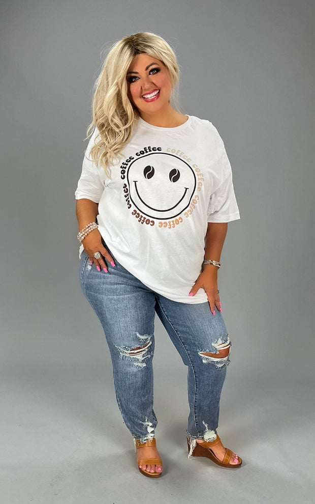 24 GT-V {Coffee Smiley} Ivory Graphic Tee PLUS SIZE 3X