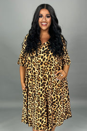 44 PSS-A {Love On The Run} Leopard Print V-Neck Dress PLUS SIZE 3X 4X 5X