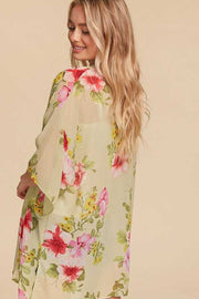 11 OT {Wave To You} Sage Floral Kimono PLUS SIZE 1X 2X 3X