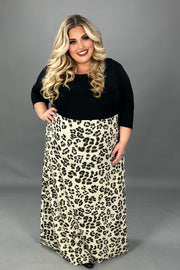 LD-P {In Your Sights} Black/Taupe Leopard Print Maxi Dress EXTENDED PLUS SIZE 3X 4X 5X