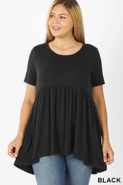 32 SSS {Feeling The Love} Black Babydoll Top PLUS SIZE 1X 2X 3X