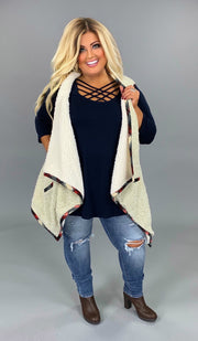 OT-D {Smoke & Mirrors} Fleece Lined  Vest with Plaid Trim