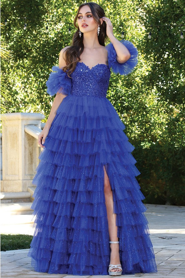 LD-G {Royal Fit} Royal Blue Ruffle Gown PLUS SIZE 2X