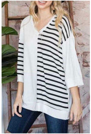 82 CP-E {Daring Effect} White/Black Striped Tunic PLUS SIZE 1X 2X 3X  SALE!!!