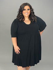 33 SSS-S {Look Stunning In Curvy} Black Smocked Dress CURVY BRAND!!!  EXTENDED PLUS SIZE XL 2X 3X 4X 5X 6X