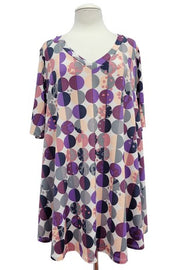 59 PSS {Ready For The Eclipse} Purple Circle Print V-Neck Top EXTENDED PLUS SIZE 3X 4X 5X