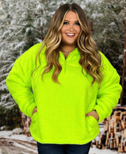31 SLS-A {For The Moment} Neon  Lime Fleece Pullover SALE!! PLUS SIZE 1X 2X 3X