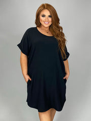 54 SSS-Z {Fashion Meets Class} Black Dress w/Pockets PLUS SIZE XL 2X 3X