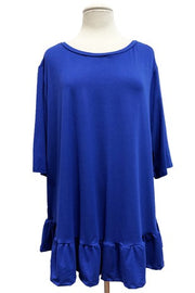 56 SSS {Modern Woman}  SALE! Royal Blue Ruffle Hem Top EXTENDED PLUS SIZE 4X 5X 6X