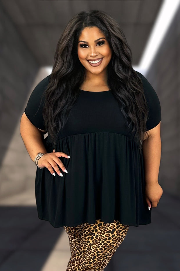 32 SSS-I {Feeling The Love} Black Babydoll Tunic PLUS SIZE 1X 2X 3X